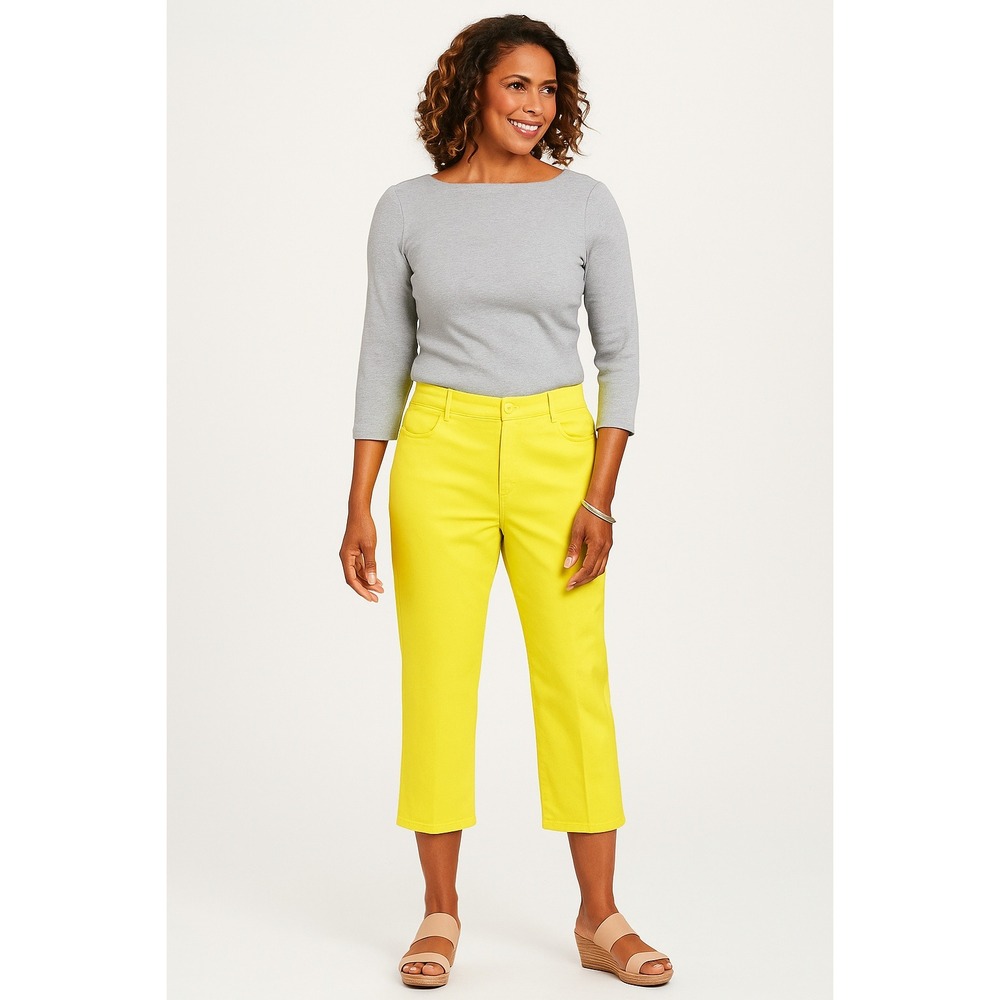 COLDWATER CREEK‎ Womens Natural Fit Cropped Jeans Pants Size 12 Yellow NWT - Picture 2 of 9